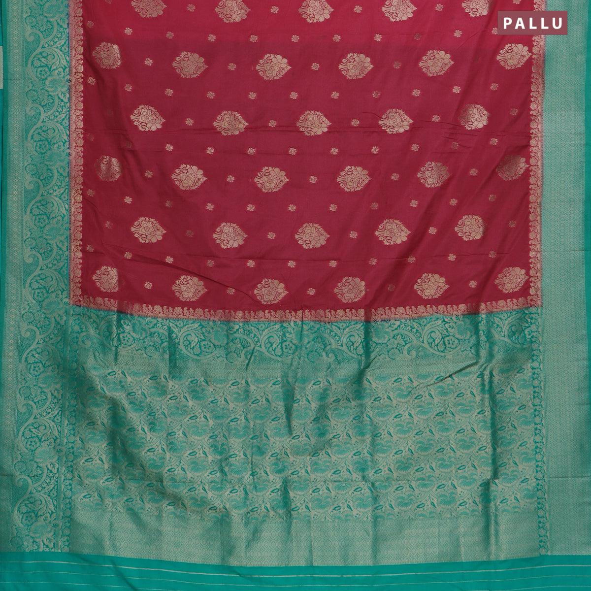 Banarasee Handwoven Pure Silk Cotton Saree With Zari Buti & Border-Roy