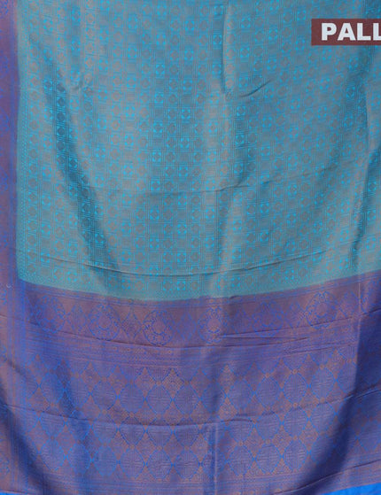 Banarasi semi silk saree cs blue and blue with allover zari weaves and zari woven border - {{ collection.title }} by Prashanti Sarees