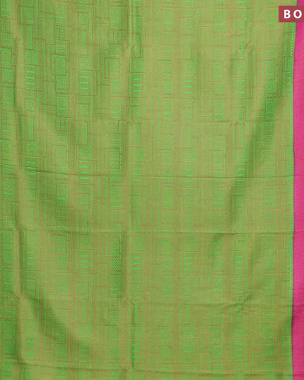 Banarasi semi silk saree green and magenta pink with allover weaves and woven border - {{ collection.title }} by Prashanti Sarees