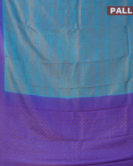 Banarasi semi silk saree light blue and royal blue with allover weaves and woven border - {{ collection.title }} by Prashanti Sarees