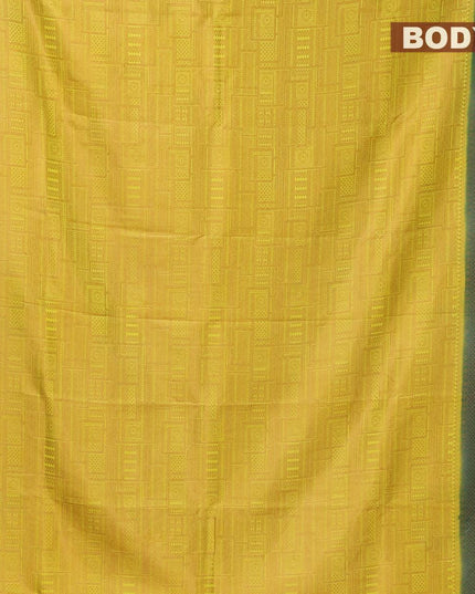 Banarasi semi silk saree yellow and dark green with allover weaves and woven border - {{ collection.title }} by Prashanti Sarees