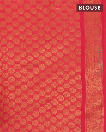 Banarasi semi silk saree yellow and pink with allover zari weaves and long annam zari woven border - {{ collection.title }} by Prashanti Sarees