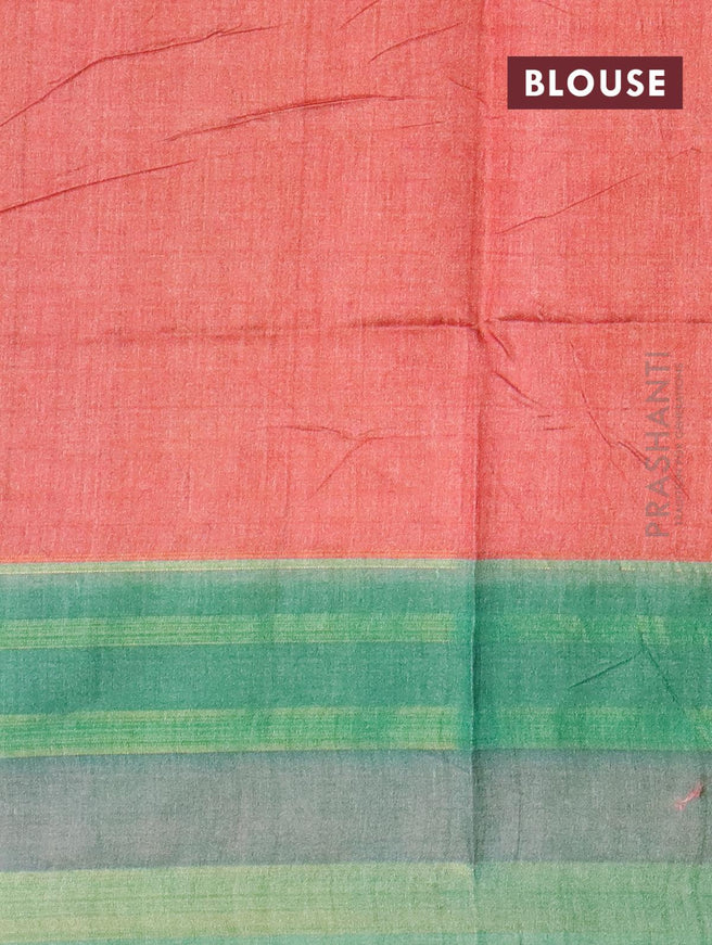 Chappa saree beige and green shade with allover prints and temple design simple zari border - {{ collection.title }} by Prashanti Sarees