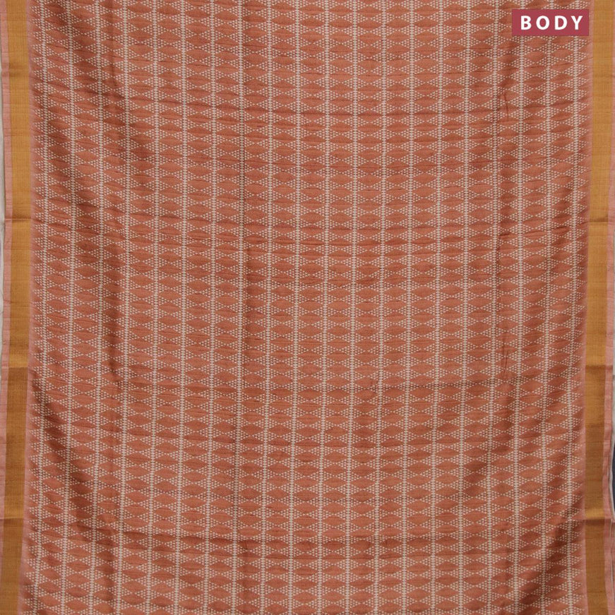 Chappa saree brown shade with allover geometric prints and zari woven border - {{ collection.title }} by Prashanti Sarees