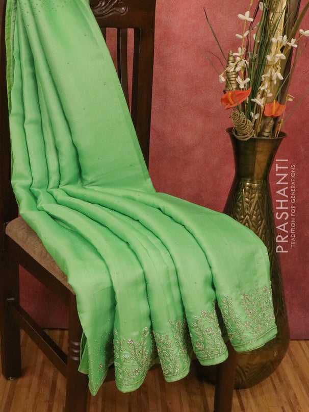 Chappa saree light green with beaded embroidery work - {{ collection.title }} by Prashanti Sarees