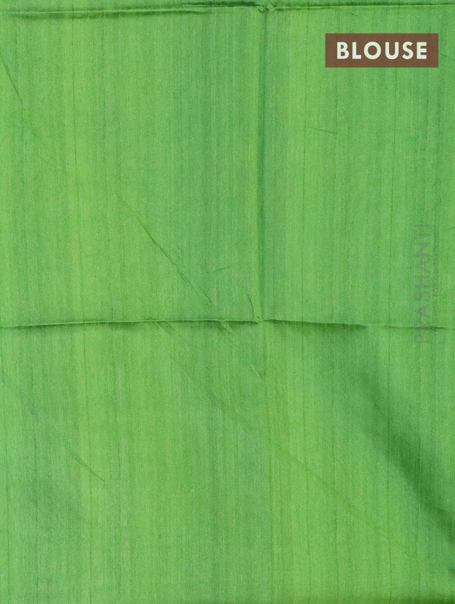Chappa saree parrot green and brown with allover kalamkari prints and printed border - {{ collection.title }} by Prashanti Sarees