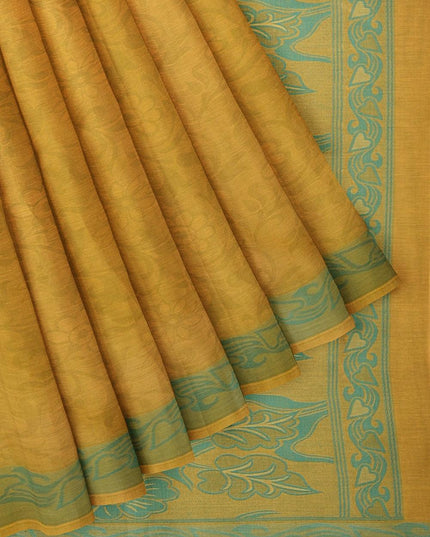 Coimbatore Cotton Emboss Saree - Mustard Yellow - {{ collection.title }} by Prashanti Sarees
