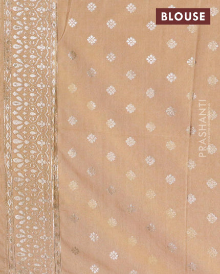 Dola silk Saree sandal with zari woven buttas and zari woven border - {{ collection.title }} by Prashanti Sarees