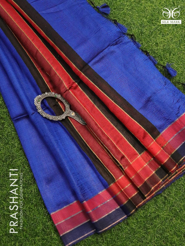 Dupion silk saree blue and multi colour with plain body and simple border - {{ collection.title }} by Prashanti Sarees