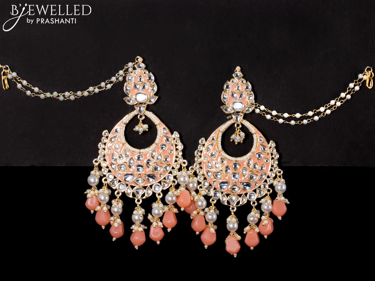 All Pearl Jadau Oversized Chandbali Earrings in Gold Plated Silver ER –  Deccan Jewelry