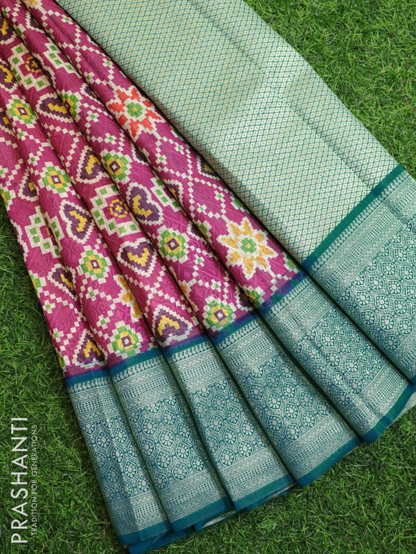 Malai silk saree purple and blue shade with allover self emboss prints and zari woven border - {{ collection.title }} by Prashanti Sarees