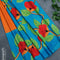 Mulberry silk saree orange and blue with hand painted prints - {{ collection.title }} by Prashanti Sarees