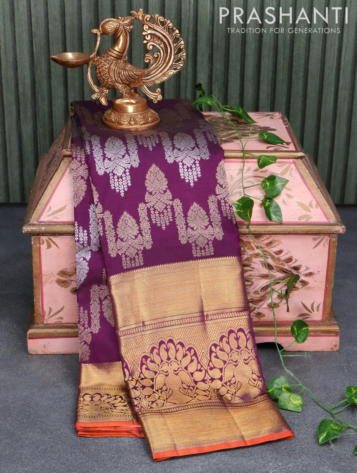 Buy the elegant Dark Orchid Kanjivaram Saree online By KARIGIRI | FESTIVE  SALE – Karagiri