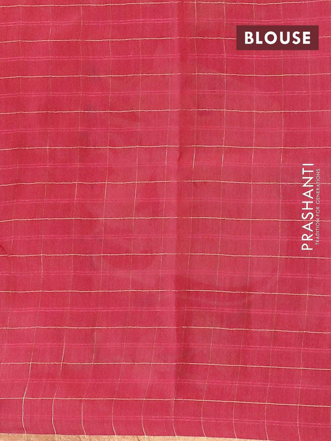 Pure tissue silk saree dark pink with allover pichwai prints and small zari woven piping border - {{ collection.title }} by Prashanti Sarees