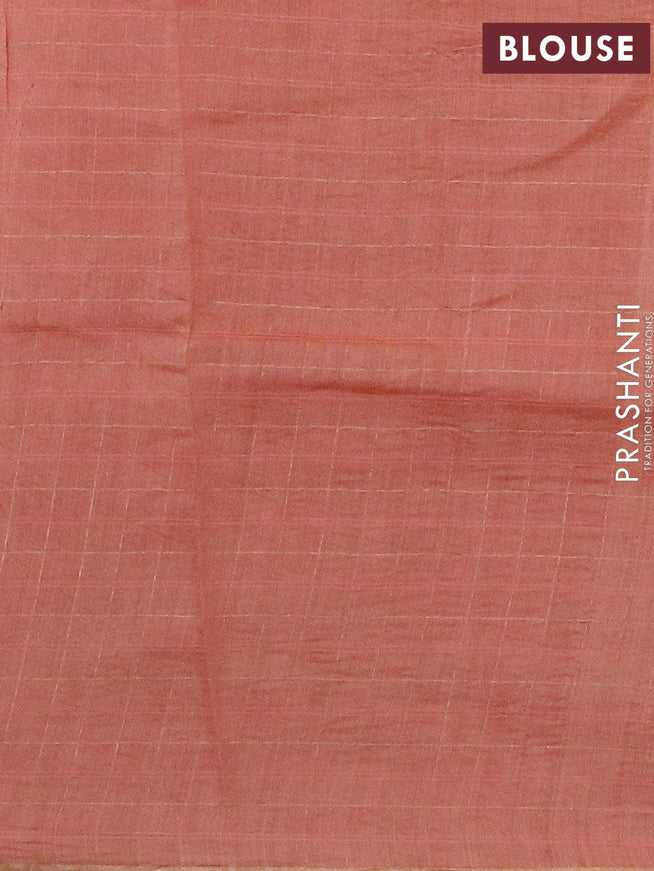 Pure tissue silk saree peach shade with allover pichwai prints and small zari woven piping border - {{ collection.title }} by Prashanti Sarees