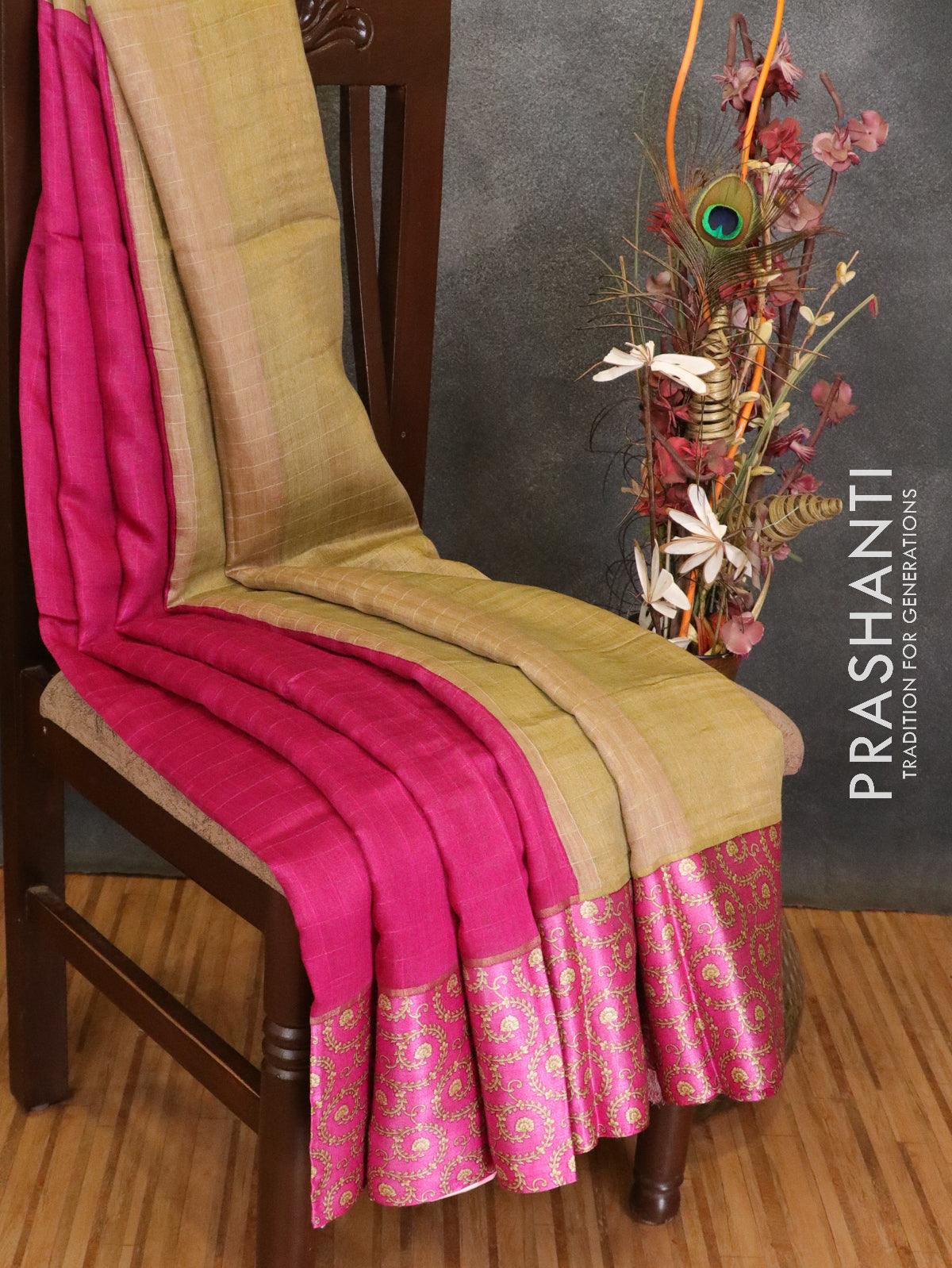 Pink Striped Pattern Georgette Saree