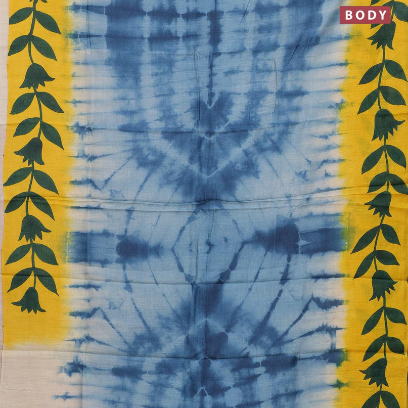 Pure tussar silk saree pastel blue and yellow with allover tie & dye prints and printed border - {{ collection.title }} by Prashanti Sarees