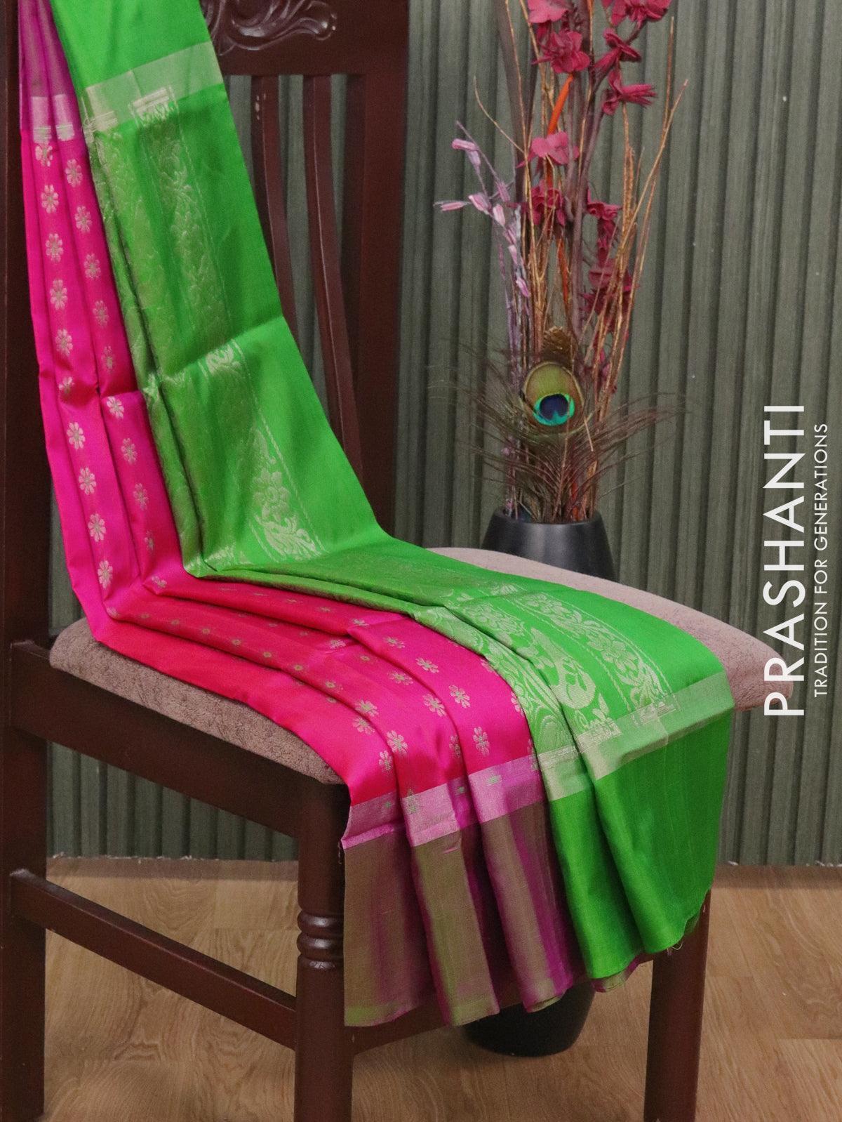 Tissue linen saree peach pink with floral butta prints and zari woven – Prashanti  Sarees