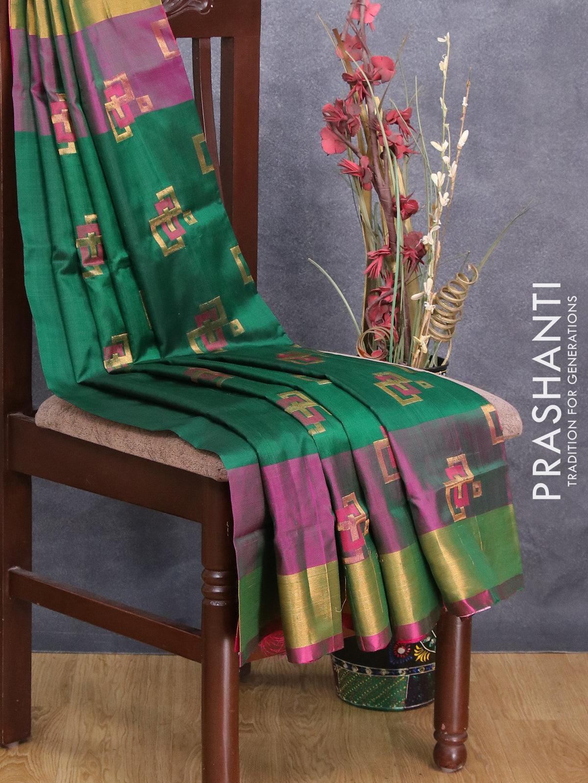 Banarasi semi katan saree peach orange and pink with thread & zari woven  buttas and woven border at 179000 by Prashanti – Prashanti Sarees