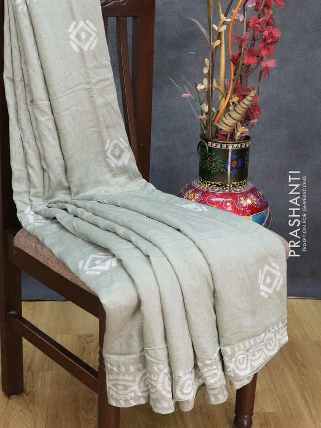 Semi Chanderi saree grey shade with batik prints - {{ collection.title }} by Prashanti Sarees