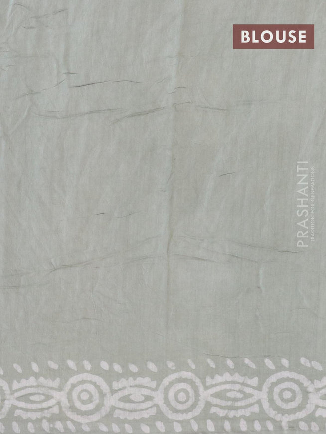 Semi Chanderi saree pastel green with batik prints - {{ collection.title }} by Prashanti Sarees