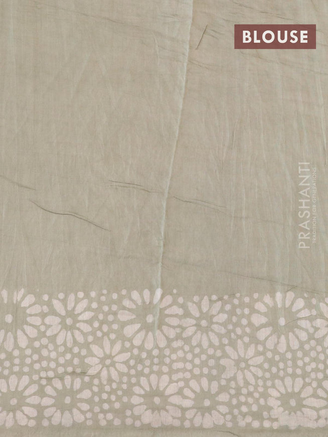 Semi Chanderi saree pastel green with batik prints - {{ collection.title }} by Prashanti Sarees