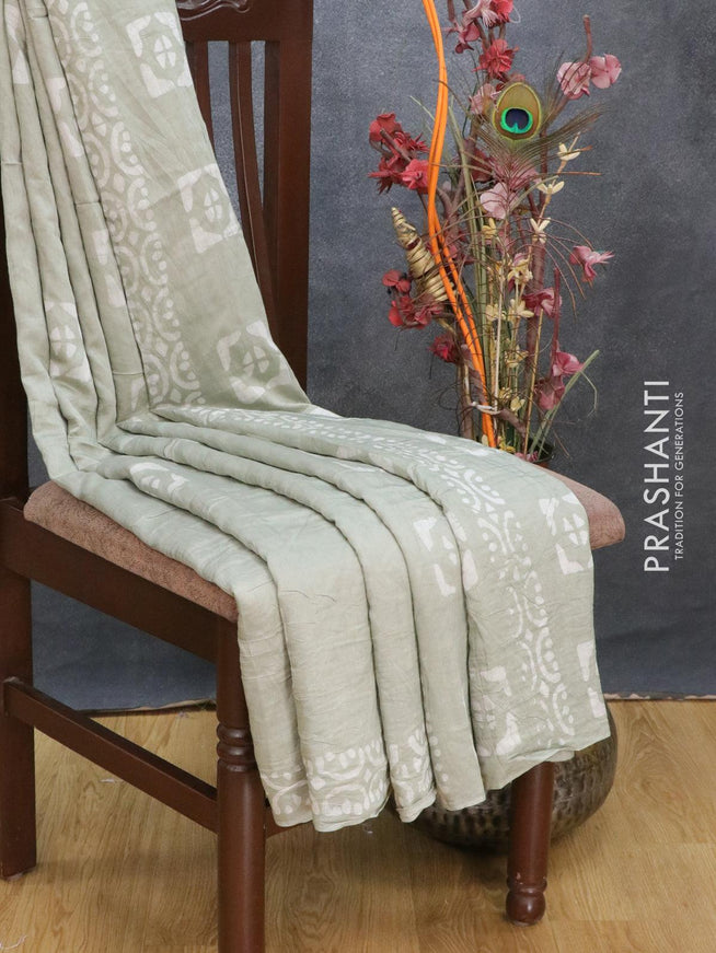 Semi Chanderi saree pastel grey shade with batik prints - {{ collection.title }} by Prashanti Sarees