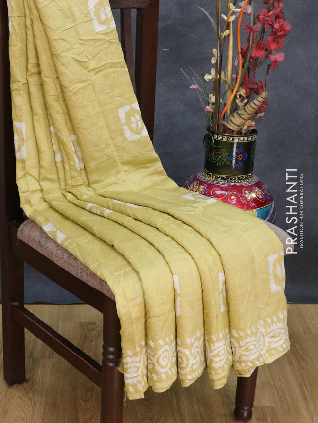 Semi Chanderi saree yellow shade with batik prints - {{ collection.title }} by Prashanti Sarees