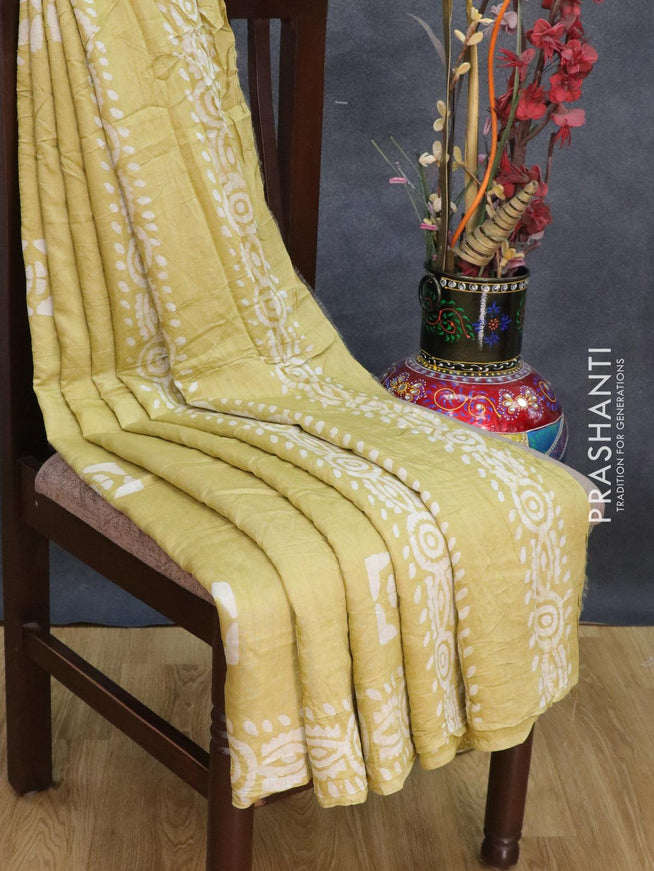 Semi Chanderi saree yellow shade with batik prints - {{ collection.title }} by Prashanti Sarees