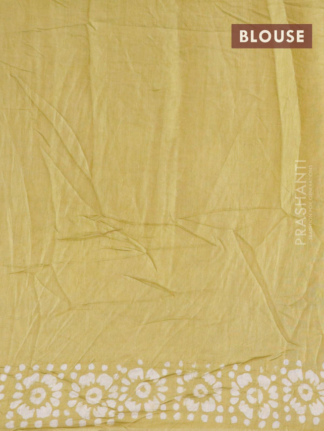 Semi Chanderi saree yellow shade with batik prints - {{ collection.title }} by Prashanti Sarees