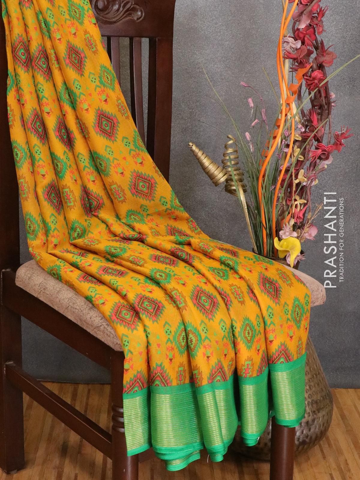 Pure soft silk saree peach orange and dark blue with zari woven buttas – Prashanti  Sarees