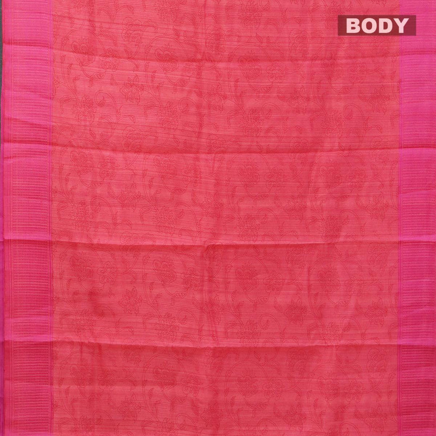 Semi raw silk saree dual shade of pink and pink with allover floral prints and woven border - {{ collection.title }} by Prashanti Sarees