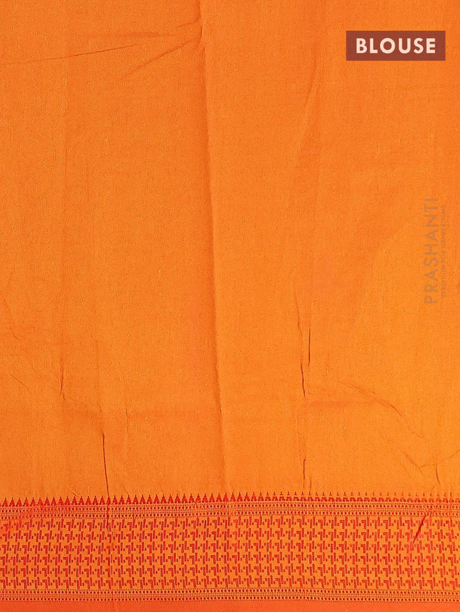 Semi raw silk saree dual shade of yellowish red and red with allover prints and woven border - {{ collection.title }} by Prashanti Sarees