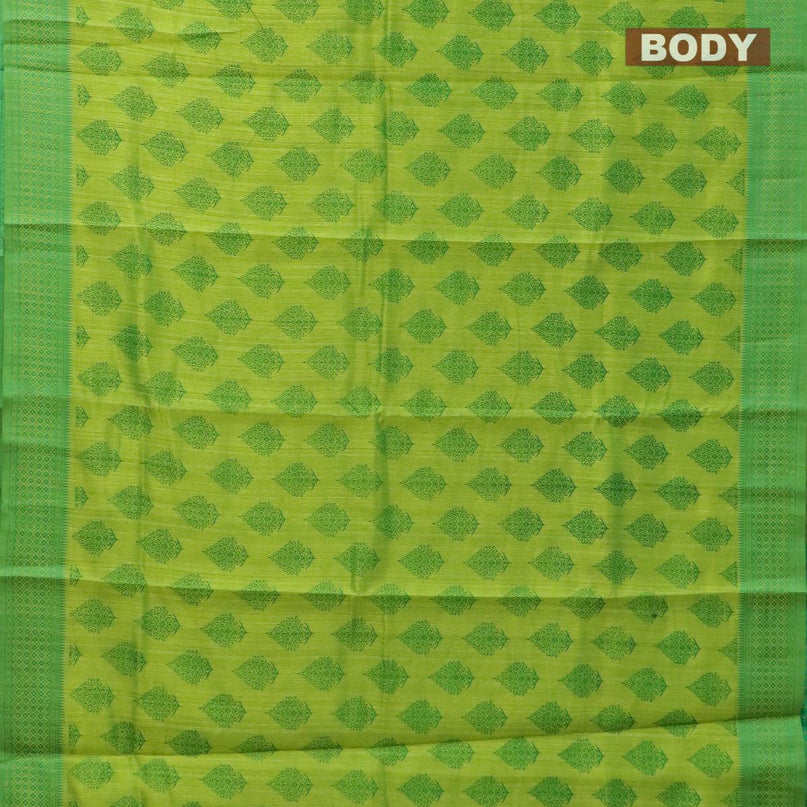 Semi raw silk saree light green with butta prints and woven border - {{ collection.title }} by Prashanti Sarees