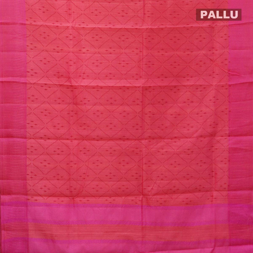 Semi raw silk saree pink with allover ikat prints and woven border - {{ collection.title }} by Prashanti Sarees