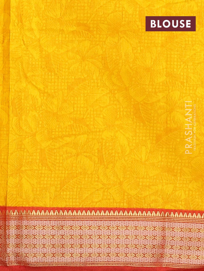 Semi raw silk saree yellow and red with allover floral butta prints and zari woven border - {{ collection.title }} by Prashanti Sarees