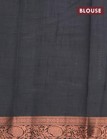 Semi tussar saree dark grey with allover prints and copper zari woven border - {{ collection.title }} by Prashanti Sarees