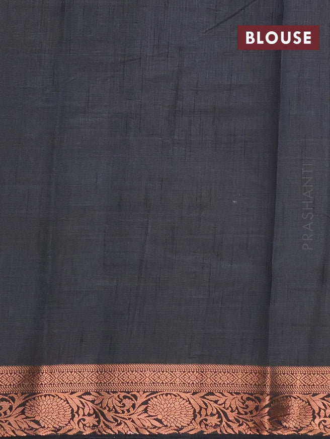 Semi tussar saree dark grey with allover prints and copper zari woven border - {{ collection.title }} by Prashanti Sarees