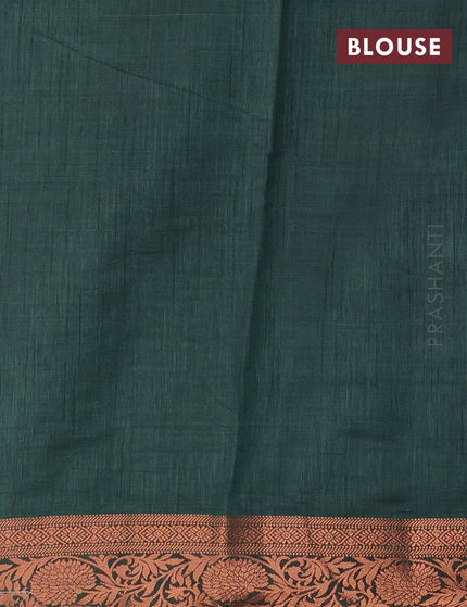 Semi tussar saree green with allover prints and copper zari woven border - {{ collection.title }} by Prashanti Sarees