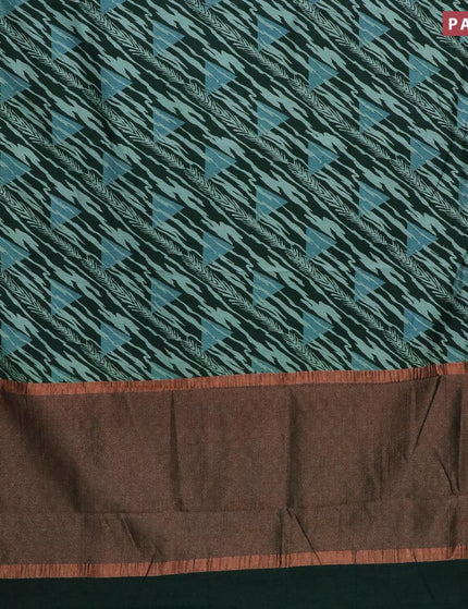 Semi tussar saree green with allover prints and zari woven border - {{ collection.title }} by Prashanti Sarees