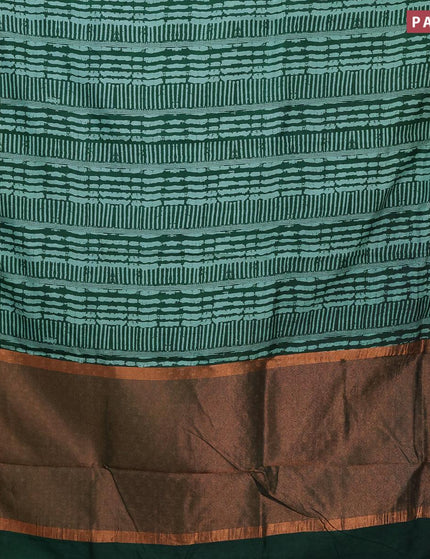 Semi tussar saree green with allover prints and zari woven border - {{ collection.title }} by Prashanti Sarees