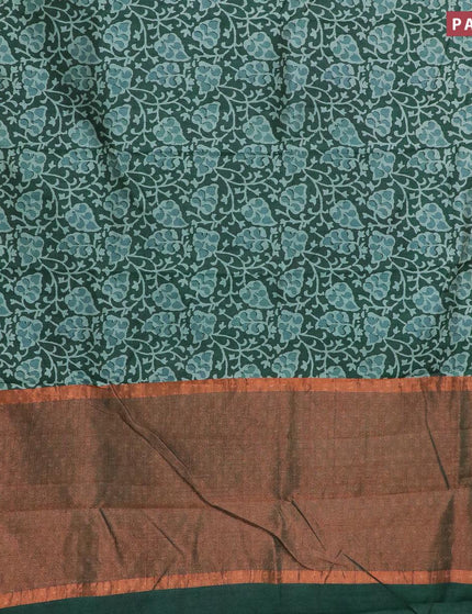 Semi tussar saree green with allover prints and zari woven border - {{ collection.title }} by Prashanti Sarees