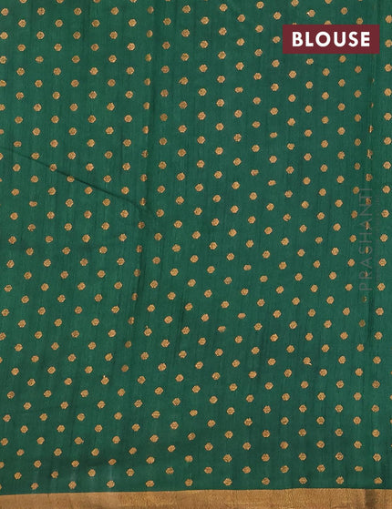 Semi tussar saree green with allover prints and zari woven border - {{ collection.title }} by Prashanti Sarees