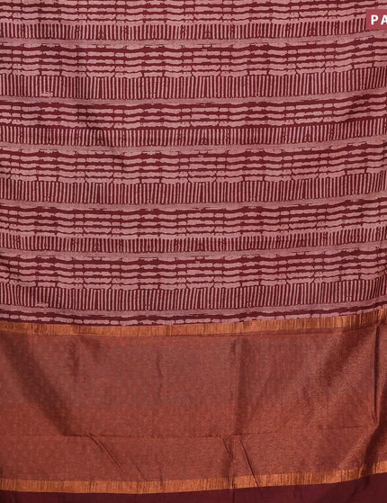 Semi tussar saree maroon with allover prints and zari woven border - {{ collection.title }} by Prashanti Sarees