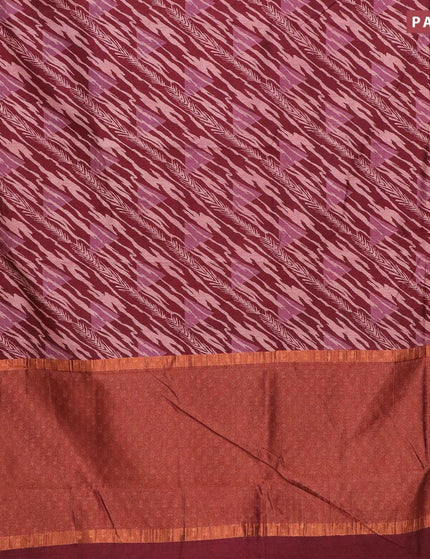 Semi tussar saree maroon with allover prints and zari woven border - {{ collection.title }} by Prashanti Sarees