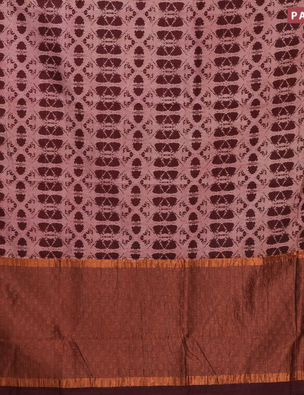 Semi tussar saree pastel maroon shade with allover prints and zari woven border - {{ collection.title }} by Prashanti Sarees