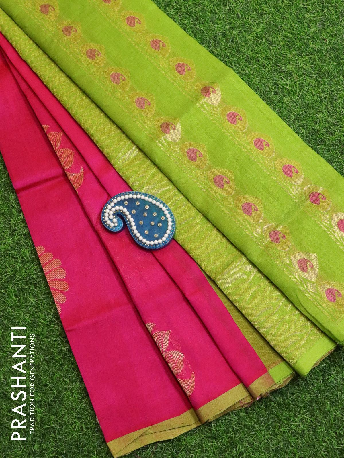 Venkatagiri silk saree pink and orange with allover silver zari woven – Prashanti  Sarees